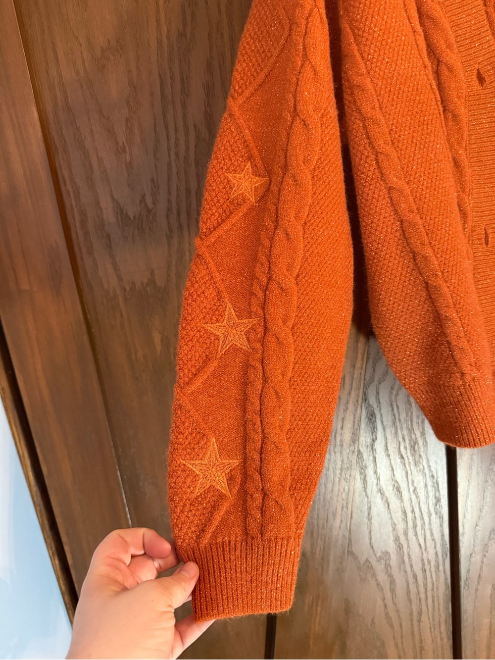 Taylor Swift The Life of a Showgirl Orange Cardigan Glittery Sweater Size XS/S - Picture 6 of 9